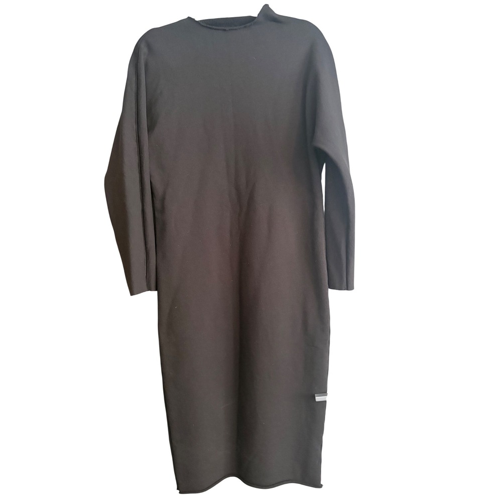 Frank & Eileen Tee Lab Black‎ Cotton Fleece Mock Neck Midi Dress LAB418TF Small